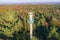 Observation Tower, Fire lookout tower in forest in atumn in Dabrowa Gornicza Silesia Poland aerial drone