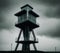 Observation Tower in Gloomy Landscape, Generative AI Illustration
