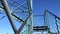 Observation tower metal construction and blue sky. Stairway of the watch tower in sunny day. stairs to heaven