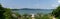 From the observatory deck, a panoramic view of Akan Lake unfurls. Spanning the horizon in Hokkaido, Japan,