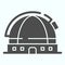 Observatory solid icon. Astronomical planetarium building with dome. Space exploration design concept, glyph style