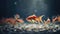 Observe a goldfish leading a pack of smaller fish, resembling a shark\\\'s fin. Ai Generated