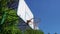 Obsolete basketball hoop on blue sky background