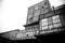 Obsolete building of Beringen coal mine series limburg Belgium in black and white