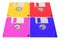 Obsolete colored floppy disks