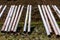 Obstacles barriers in row at an equestrian centre