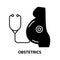 obstetrics icon, black vector sign with editable strokes, concept illustration