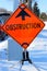 Obstruction Ahead Sign in Winter