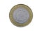 Obverse of Argentina coin 2 pesos 2016. Isolated on white background.