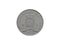 Obverse of Netherlands Antilles coin 25 cent 1976. Isolated on white background.