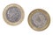 Obverse and reverse sides of the British Two pound coin