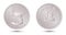 Obverse and reverse of twenty five fils UAE coin on white background.