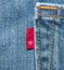 Ocala, Florida 2-25-2024 Levis blue jeans rare uncommon one 1 out of ten 10 with a blank red tag shows that Levis owns trademark