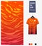 Occer jersey pattern design. Abstract pattern on orange background for soccer kit, football kit, bicycle, e-sport, basketball.