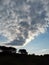 Occitanie landscape of strange cloud on blue sky