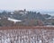 Occitanie winter, The picturesque hamlet of Cailhau and its snow covered vineyards