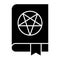 Occult book solid icon. Book of magic vector illustration isolated on white. Book with pentagram glyph style design