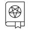 Occult book thin line icon. Book of magic vector illustration isolated on white. Book with pentagram outline style