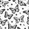 Occult style magical butterfly seamless pattern.