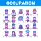 Occupation Collection Elements Icons Set Vector