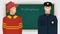 Occupation set, firefighter and policeman