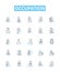 Occupation vector line icons set. Job, Work, Task, Profession, Post, Vocation, Calling illustration outline concept