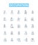 Occupation vector line icons set. Job, Work, Task, Profession, Post, Vocation, Calling illustration outline concept