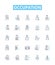 Occupation vector line icons set. Job, Work, Task, Profession, Post, Vocation, Calling illustration outline concept