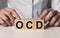 OCD abbreviation, mental disorder. Psychological concept. Obsessive compulsive disease
