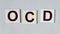 OCD abbreviation, mental disorder. Psychological concept. Obsessive compulsive disease