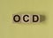 OCD abbreviation, mental disorder. Psychological concept. Obsessive compulsive disease