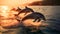 Ocean Acrobats: Four Dolphins Delighting in Joyful Leaps