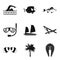 Ocean adventure icons set, simple style