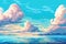 ocean background blue sky clouds seascape