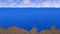 Ocean background with rippling waves, blue sky, white clouds, sea floor. 3d rendering