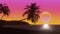 Ocean beach nature tropical palms Island. 3d Synthwave animated background. Seamless loop.