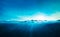 Ocean blue underwater waves with sun beam clear view realistic, world oceans day banner