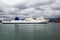 Ocean cargo ship sheltered from a storm in the bay of the port, Batumi, Georgia