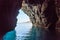 Ocean cave in Malta with crystal clear water