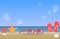 Ocean Coast View, Summer Landscape Colorful Poster