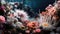 Ocean coral reef underwater. Sea world under water background. Beautiful view of sea life. Ecosystem. AI photography
