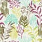 Ocean corals seamless pattern., Caribbean staghorn and pillar corals diversity.