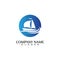 ocean cruise linear ship silhouette simple linear logo-vector