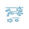 Ocean diving linear icon concept. Ocean diving line vector sign, symbol, illustration.