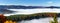 Ocean of fog movement under the camera. Great overcast over Alsace. Panoramic view from top of the mountain.