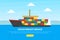 Ocean Freight Service Landing Page Template, Cargo Ship Container, Cargo Logistics and Transportation Homepage, Mobile