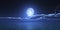 ocean full moon clouds 3d render