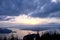 Ocean, Islands, Clouds and Trees Silhouettes at Sunrise.