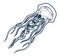 Ocean jellyfish monochrome detailed sticker
