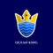 Ocean King Crown Shield Wavy Sea Logo
